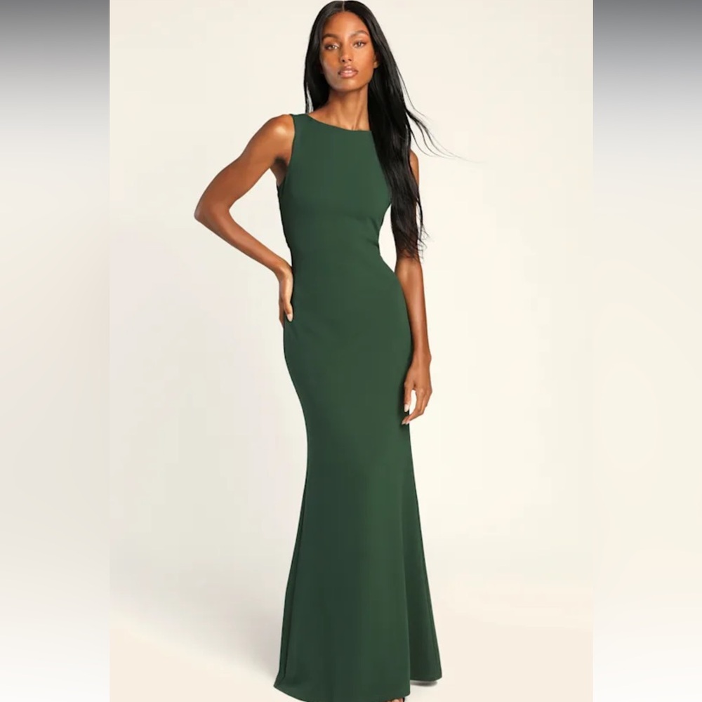 Love In Your Eyes Hunter Green Knotted Mermaid Maxi Dress